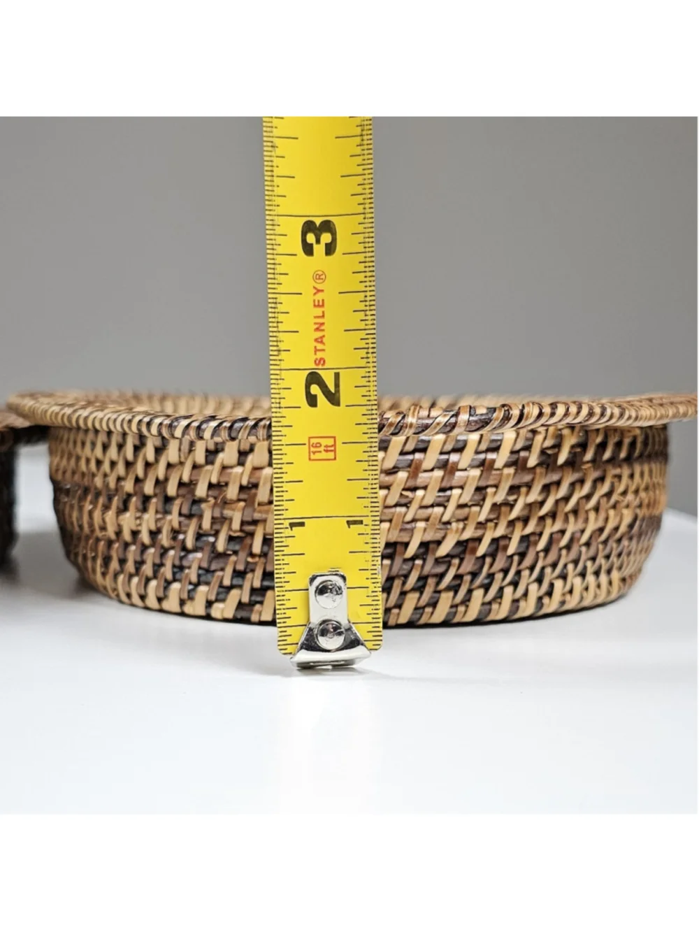 3 Tier Handwoven Rattan Basket Display Stand Tower Tabletop Kitchen Tray 11”